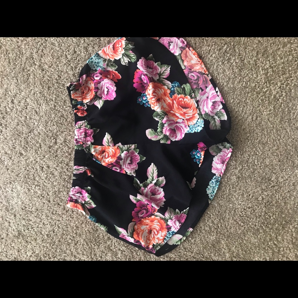 Black floral shorts